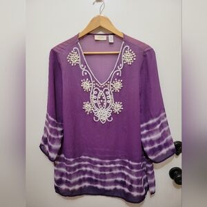 Chico's Purple Embellished Women's Tunic Length - Size 2
